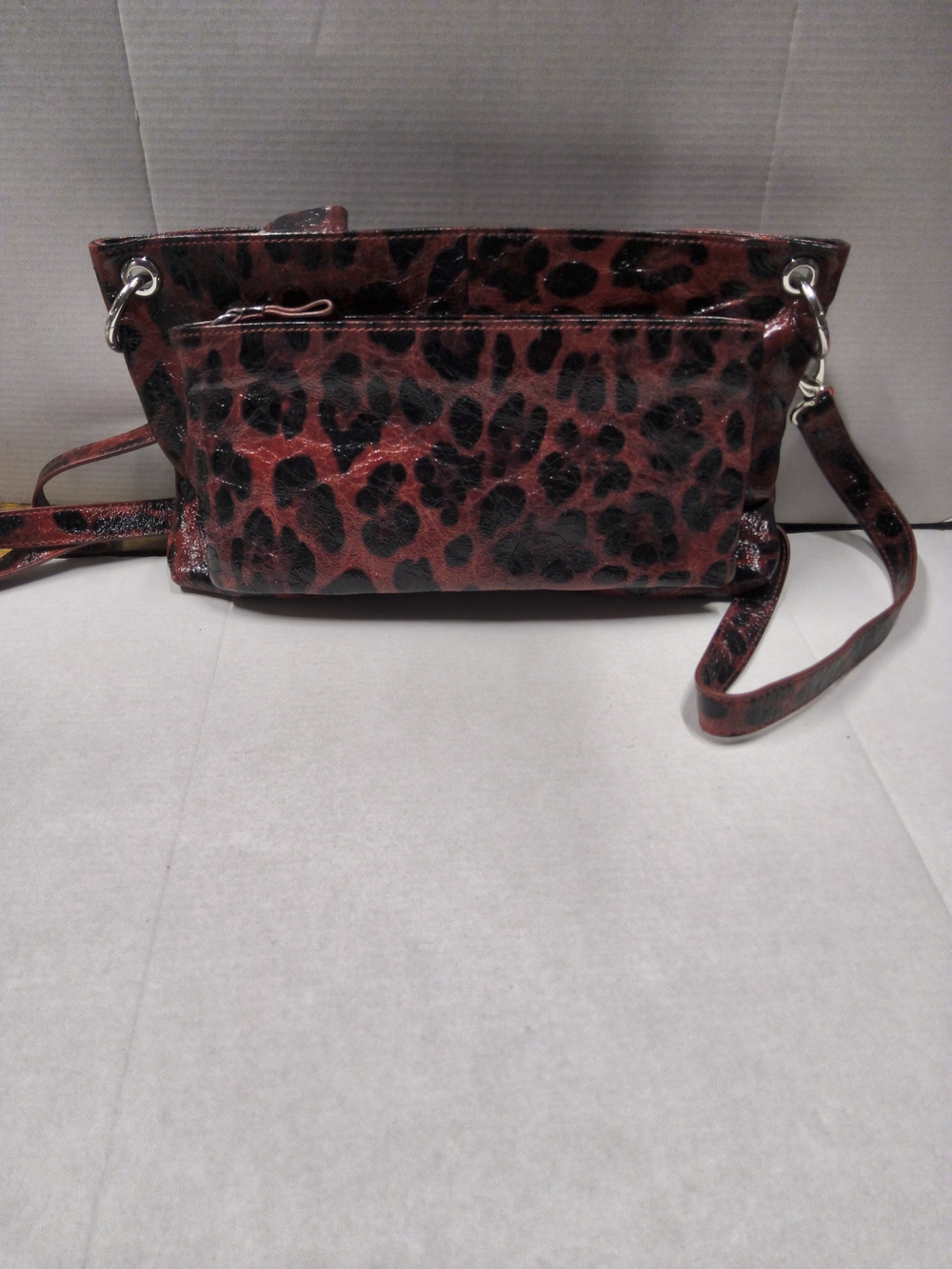 Lodis Preloved Leopard Print Crossbody Bag in Red and Black